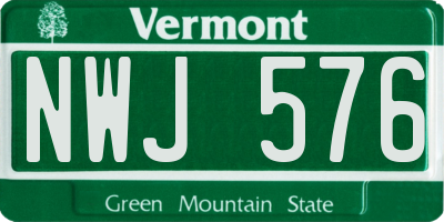 VT license plate NWJ576