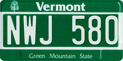VT license plate NWJ580