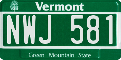 VT license plate NWJ581