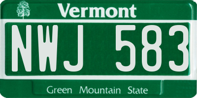 VT license plate NWJ583