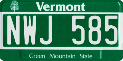 VT license plate NWJ585
