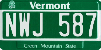 VT license plate NWJ587