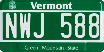 VT license plate NWJ588