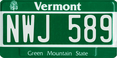 VT license plate NWJ589