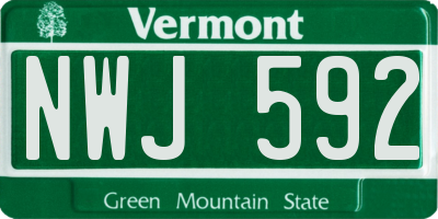 VT license plate NWJ592