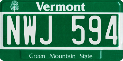 VT license plate NWJ594