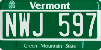 VT license plate NWJ597