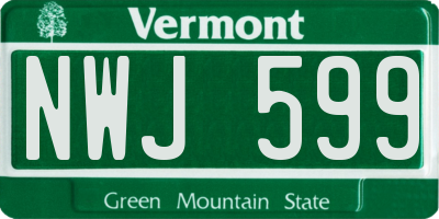 VT license plate NWJ599