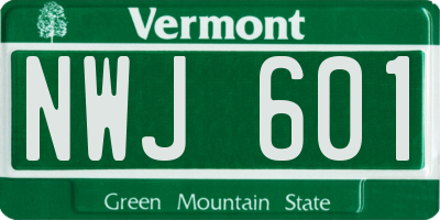 VT license plate NWJ601