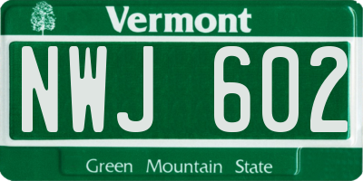 VT license plate NWJ602