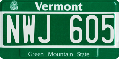 VT license plate NWJ605
