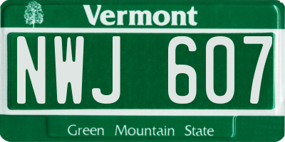 VT license plate NWJ607