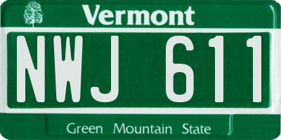 VT license plate NWJ611