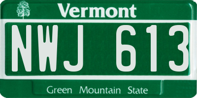 VT license plate NWJ613