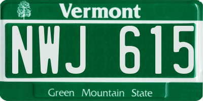 VT license plate NWJ615