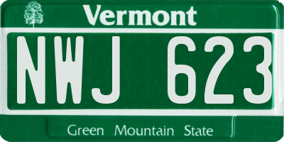 VT license plate NWJ623