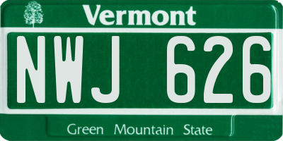 VT license plate NWJ626