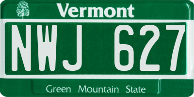 VT license plate NWJ627
