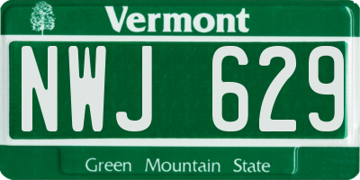 VT license plate NWJ629