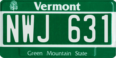 VT license plate NWJ631