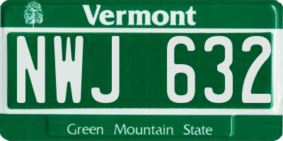 VT license plate NWJ632