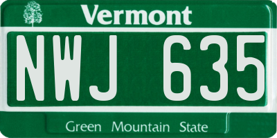 VT license plate NWJ635