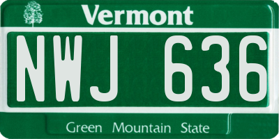 VT license plate NWJ636
