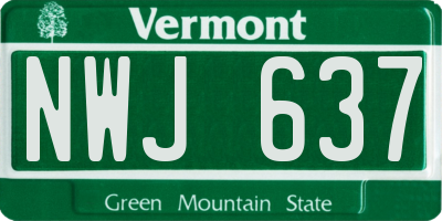 VT license plate NWJ637