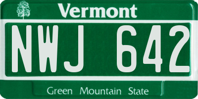 VT license plate NWJ642