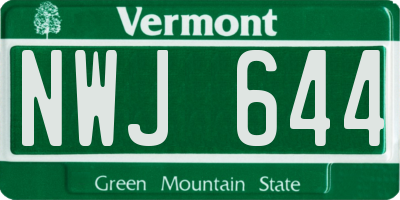 VT license plate NWJ644