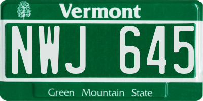 VT license plate NWJ645