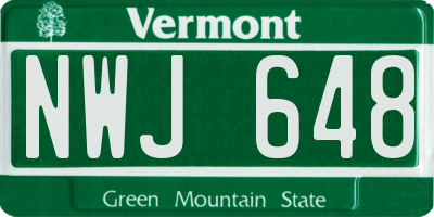 VT license plate NWJ648