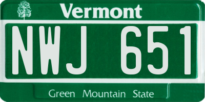 VT license plate NWJ651