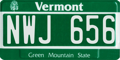 VT license plate NWJ656