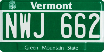 VT license plate NWJ662