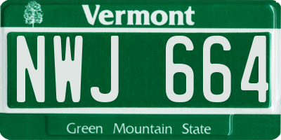 VT license plate NWJ664