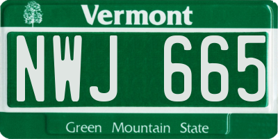 VT license plate NWJ665