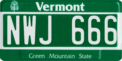 VT license plate NWJ666
