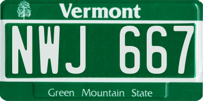 VT license plate NWJ667