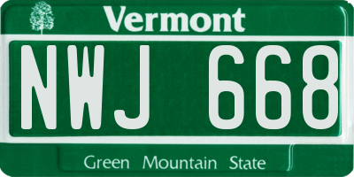 VT license plate NWJ668