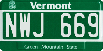 VT license plate NWJ669