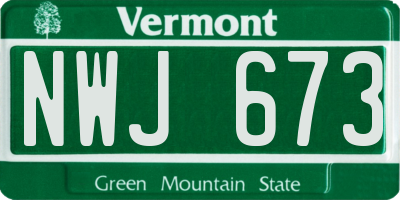 VT license plate NWJ673