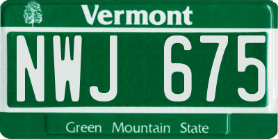 VT license plate NWJ675