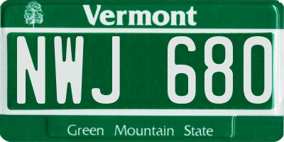 VT license plate NWJ680