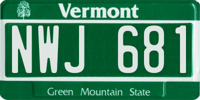 VT license plate NWJ681