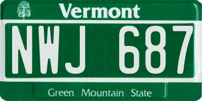 VT license plate NWJ687