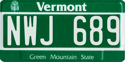 VT license plate NWJ689
