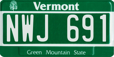 VT license plate NWJ691