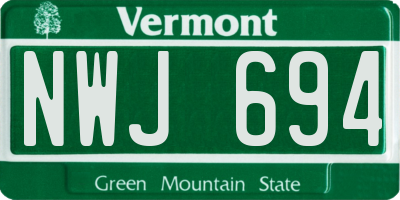 VT license plate NWJ694