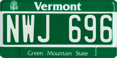 VT license plate NWJ696